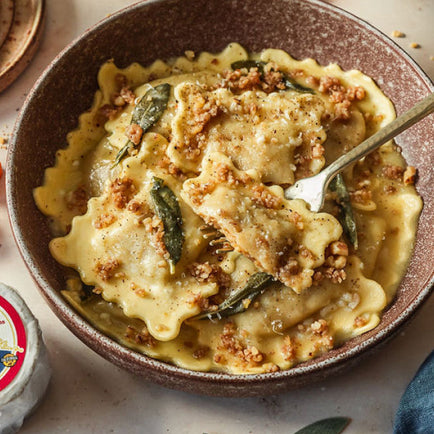 Butternut Squash Ravioli with Petite Triple Crème Brie Sauce