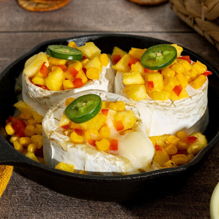 Charred Corn & Pineapple Jalapeño Baked Brie Dip