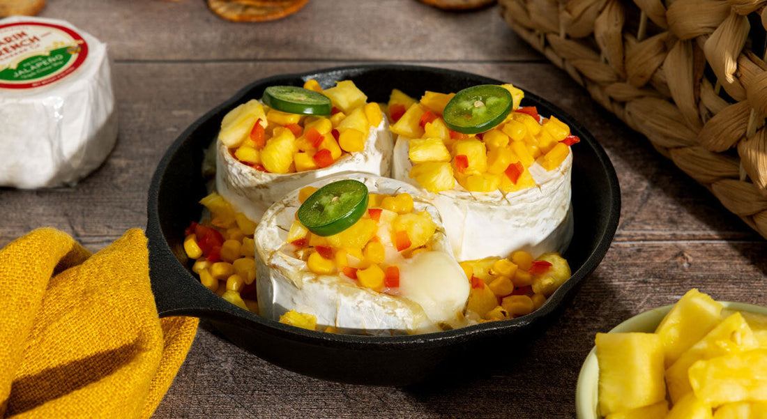 Charred Corn & Pineapple Jalapeño Baked Brie Dip
