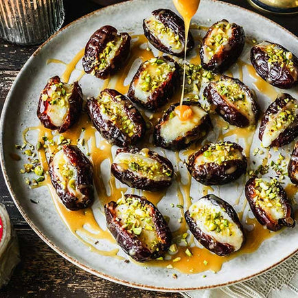 Fresh Brie Stuffed Dates with Honey Caramel
