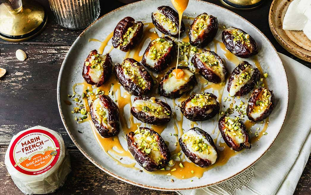 Fresh Brie Stuffed Dates with Honey Caramel