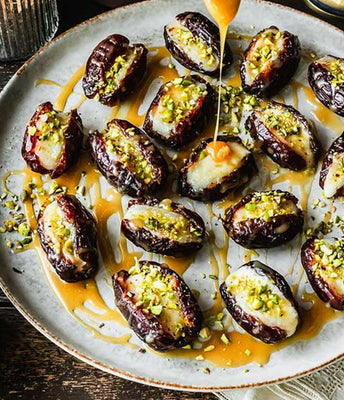 Fresh Brie Stuffed Dates with Honey Caramel