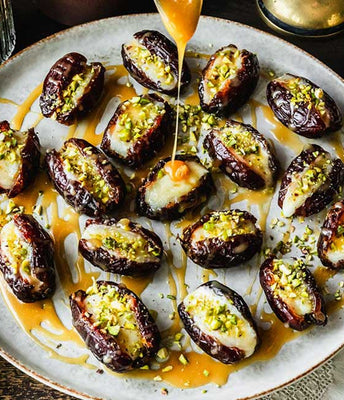 Fresh Brie Stuffed Dates with Honey Caramel