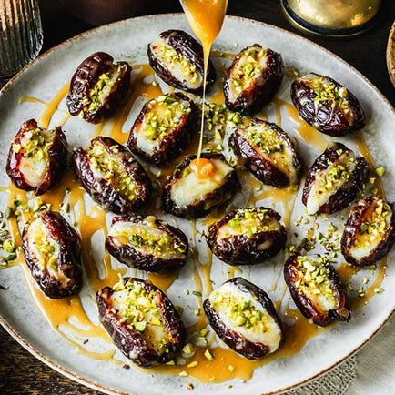 Fresh Brie Stuffed Dates with Honey Caramel