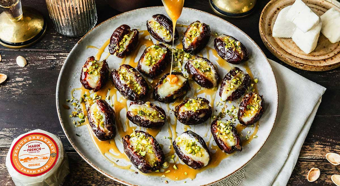 Fresh Brie Stuffed Dates with Honey Caramel