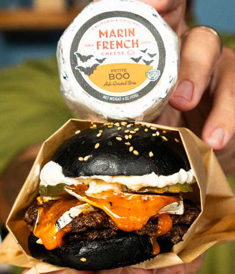 Smash Boo'ger with Squid Ink Brioche Buns & Petite Boo Cheese