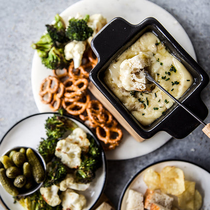 Petite Garlic & Pepper Brie Fondue with Caramelized Shallots
