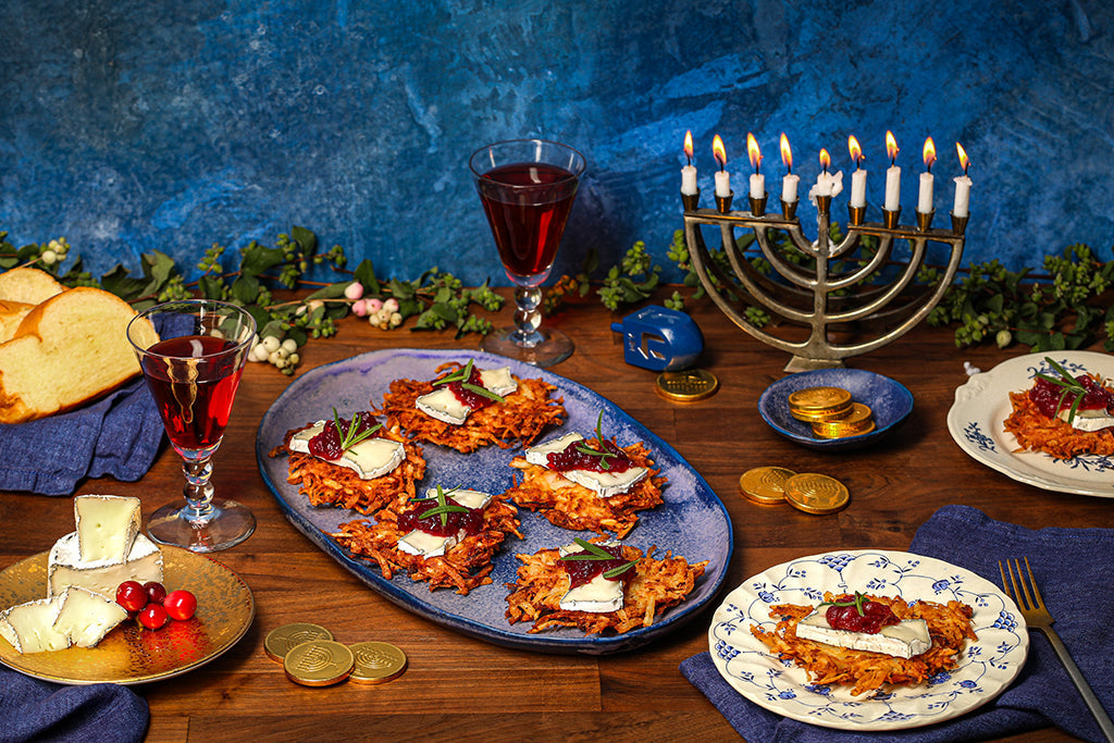 Potato Latkes with Petite Ash Brie