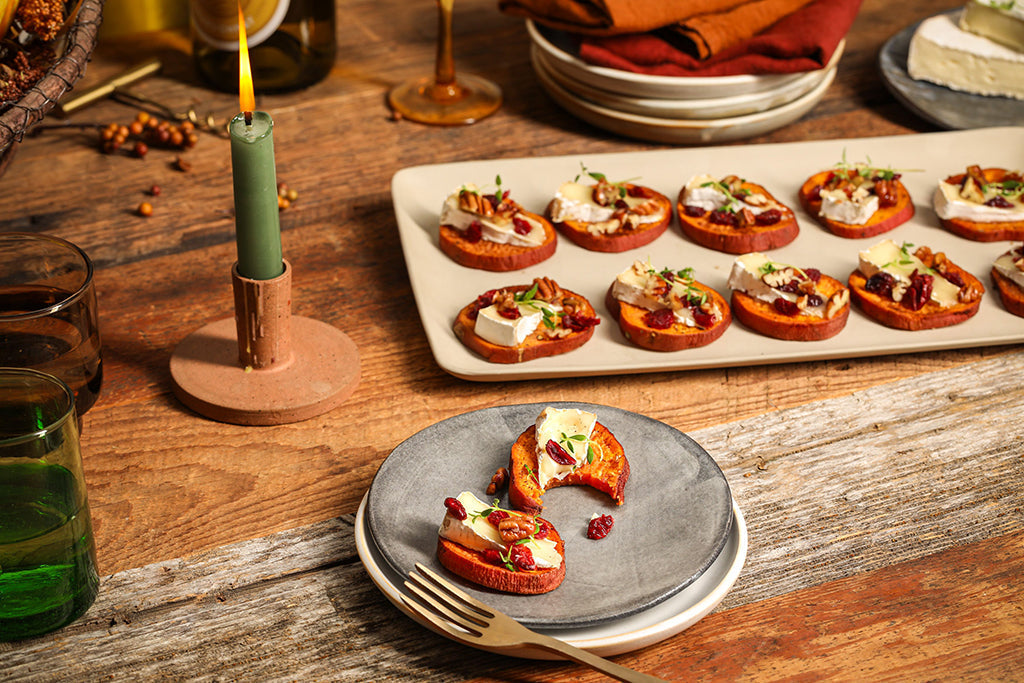Baked Sweet Potato Rounds with Triple Crème Brie