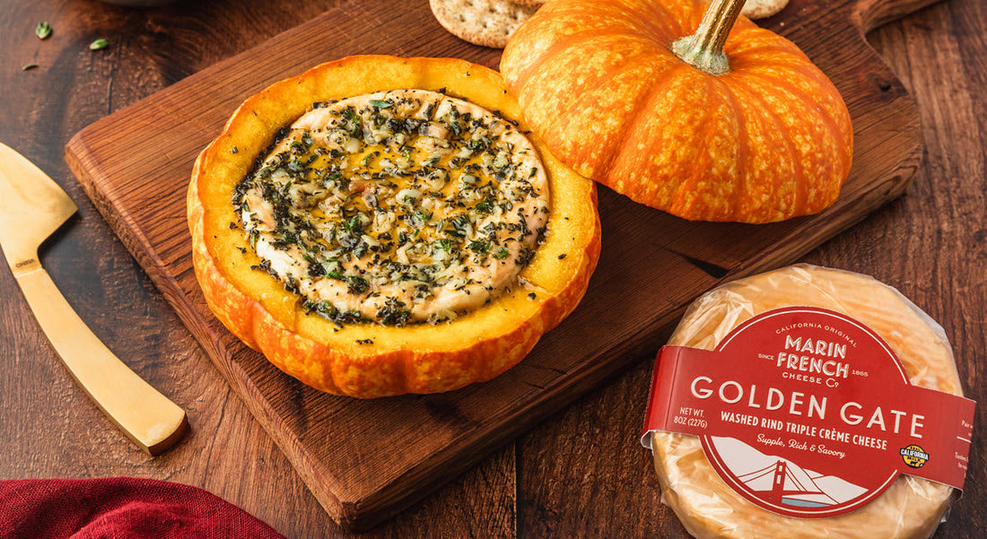 Baked Garlic & Golden Gate Stuffed Pumpkin