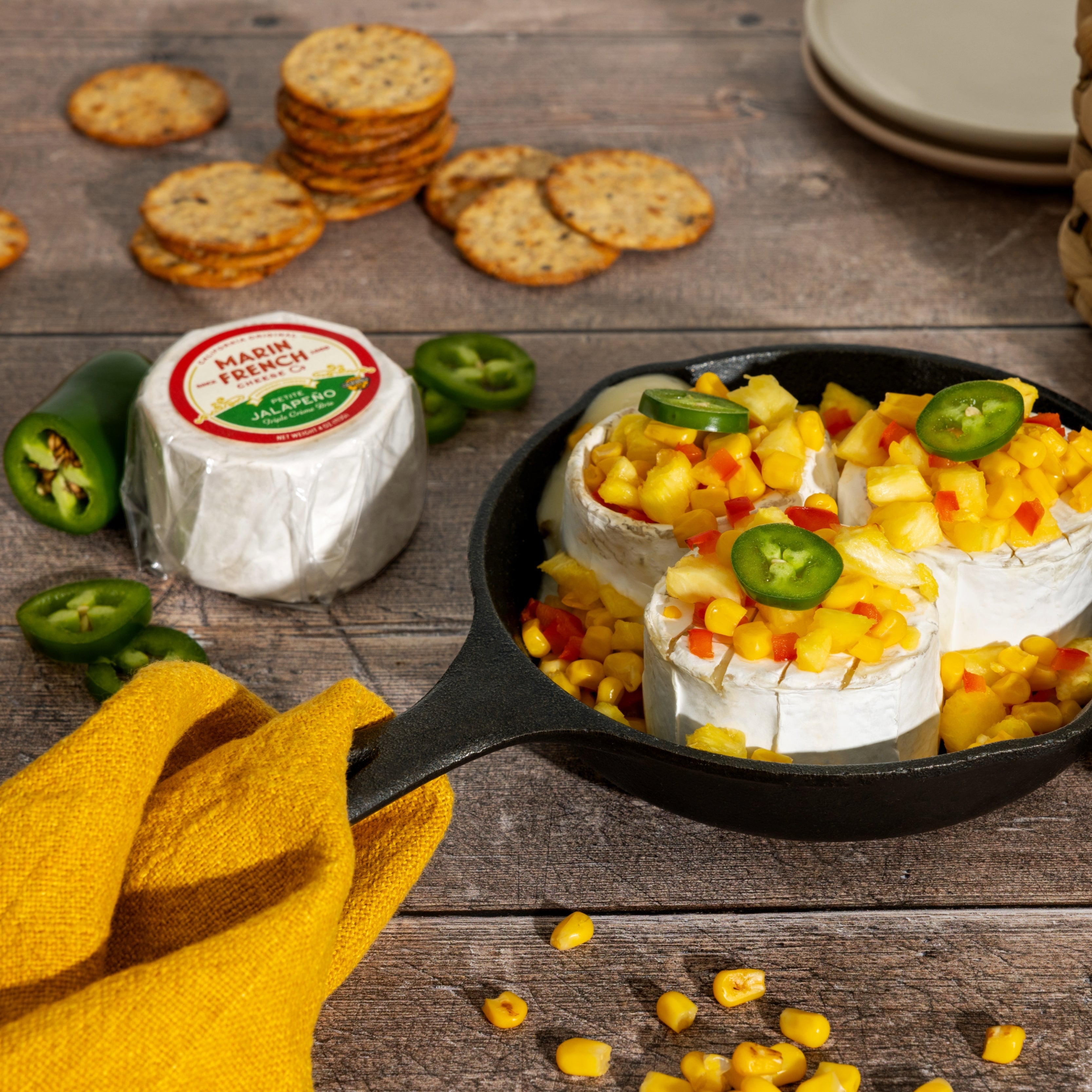 Charred Corn & Pineapple Jalapeño Baked Brie Dip – Marin French